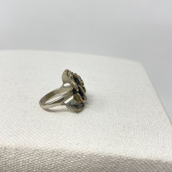 Rose Shaped Silver-Tone Ring Goth Witchy Whimsigoth Floral Flower Gothic - Picture 6 of 11